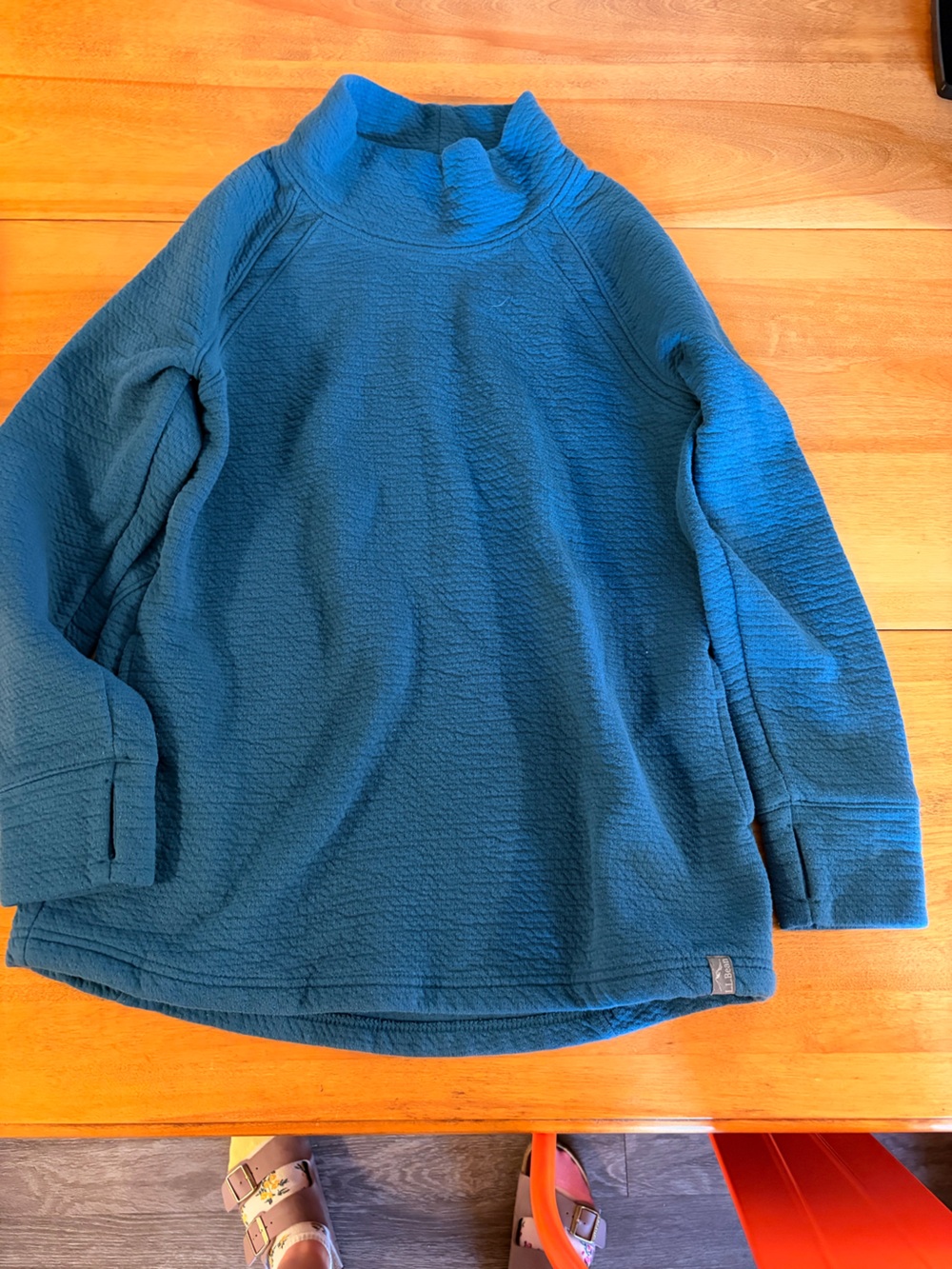 L.L. Bean Women's Teal Blue Textured Cowl Neck Sweater
